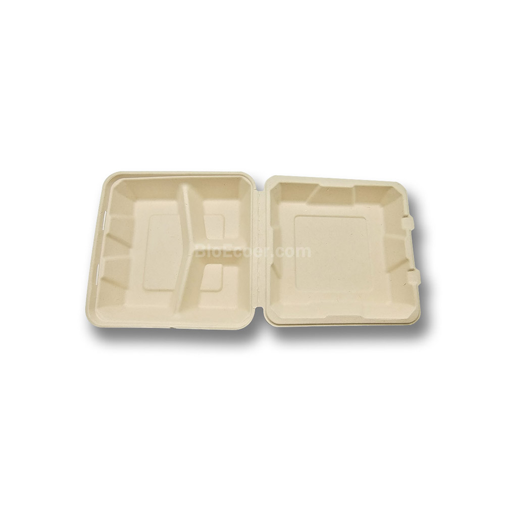 Biodegradable & Compostable Bagasse 2 Compartment Food Box **choose qty** 
